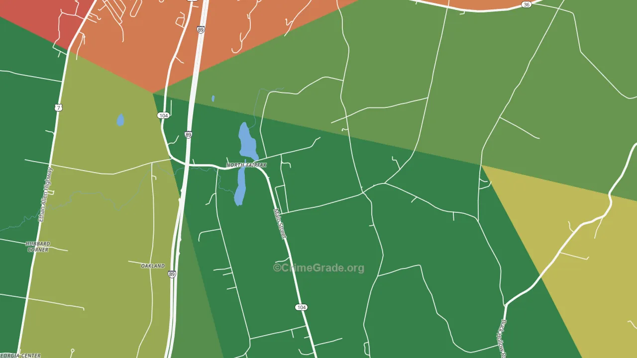 North Fairfax, VT Map of Robbery Rates