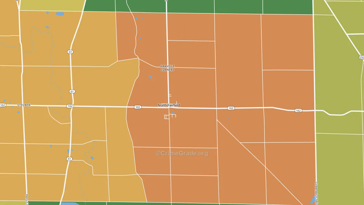 North Fairfield, OH Map of Robbery Rates