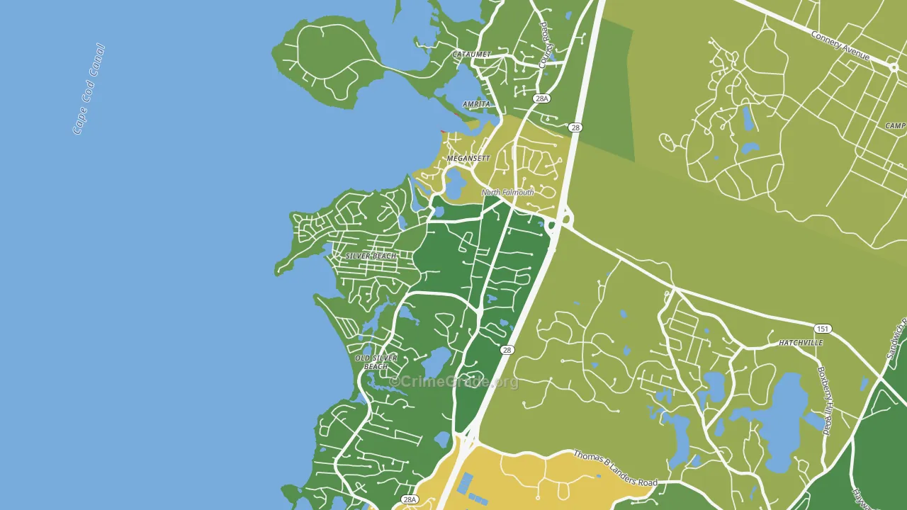 North Falmouth, MA Map of Robbery Rates