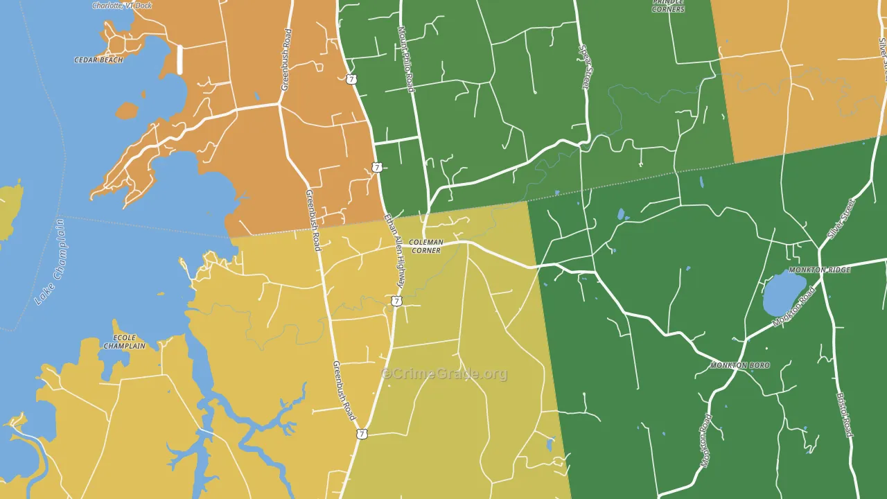 North Ferrisburgh, VT Map of Robbery Rates