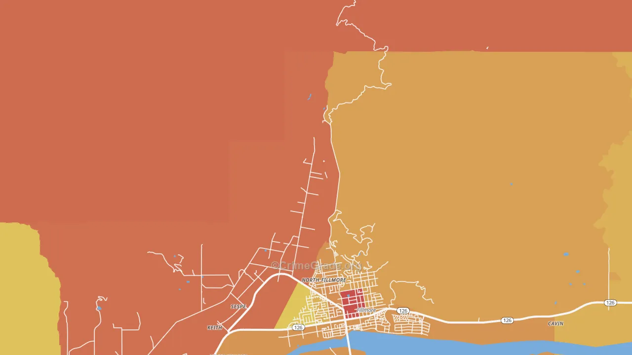 North Fillmore, CA Map of Robbery Rates