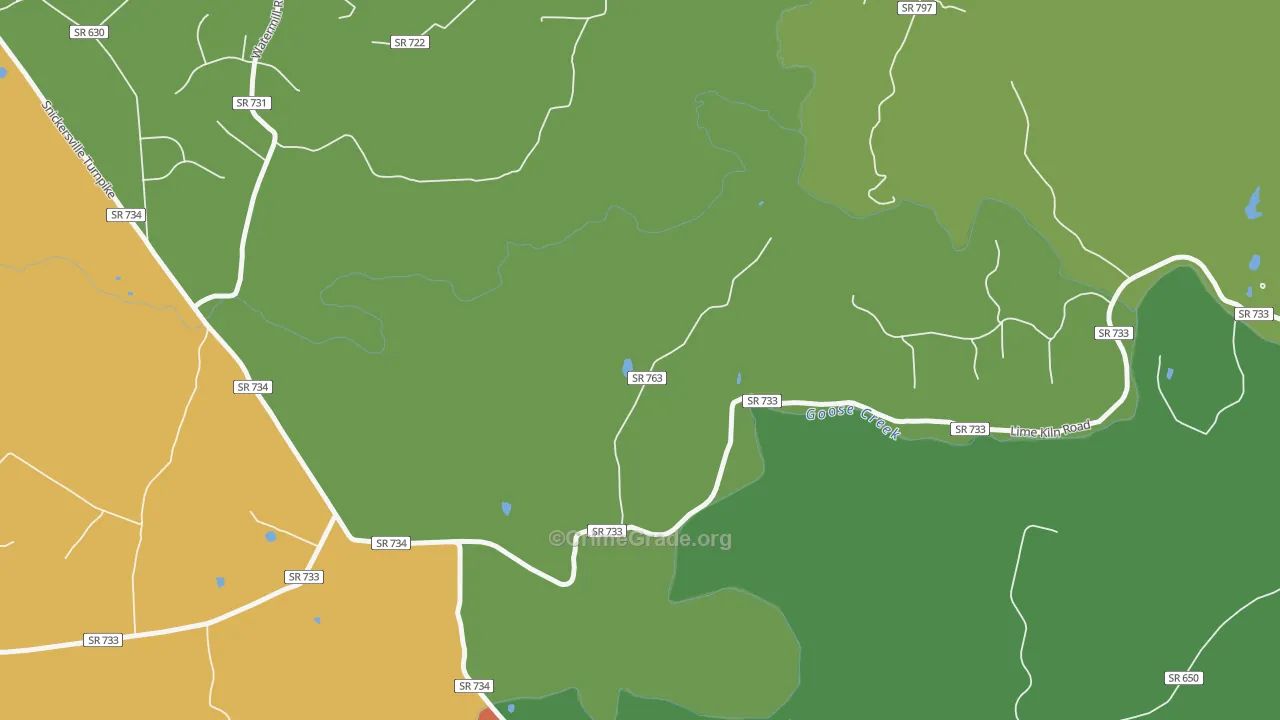 North Fork, VA Map of Robbery Rates