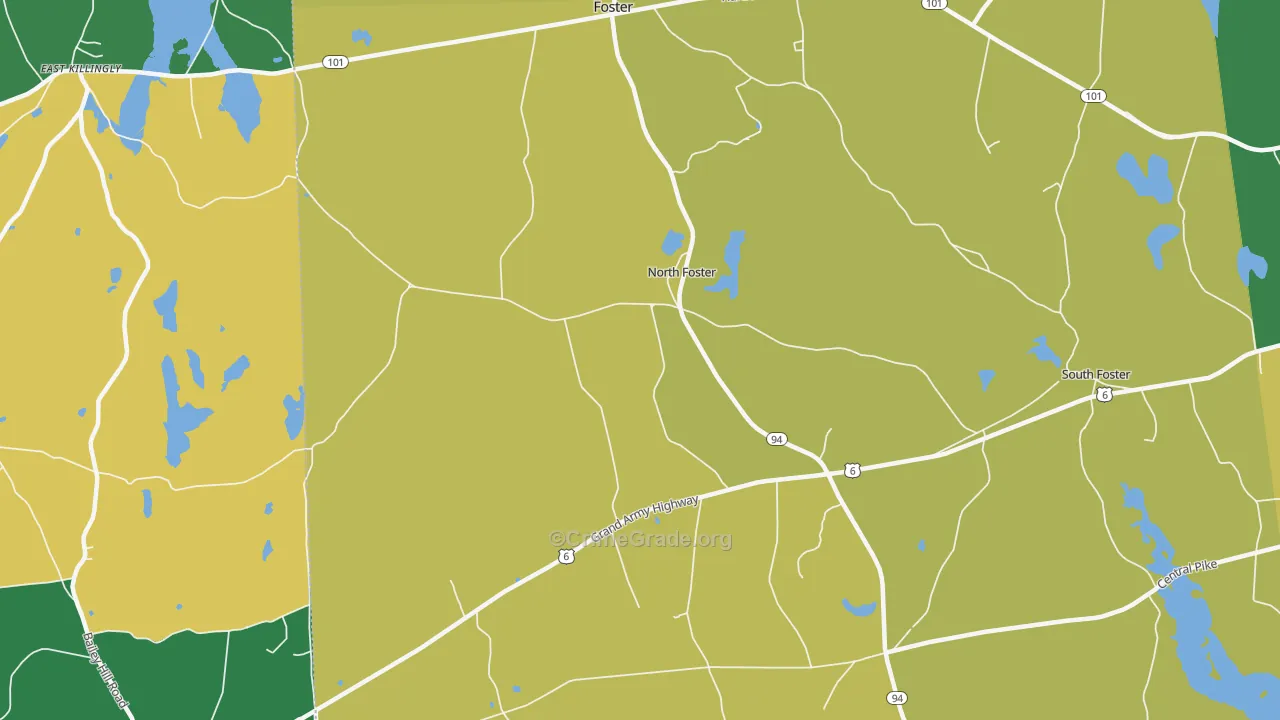 North Foster, RI Map of Robbery Rates