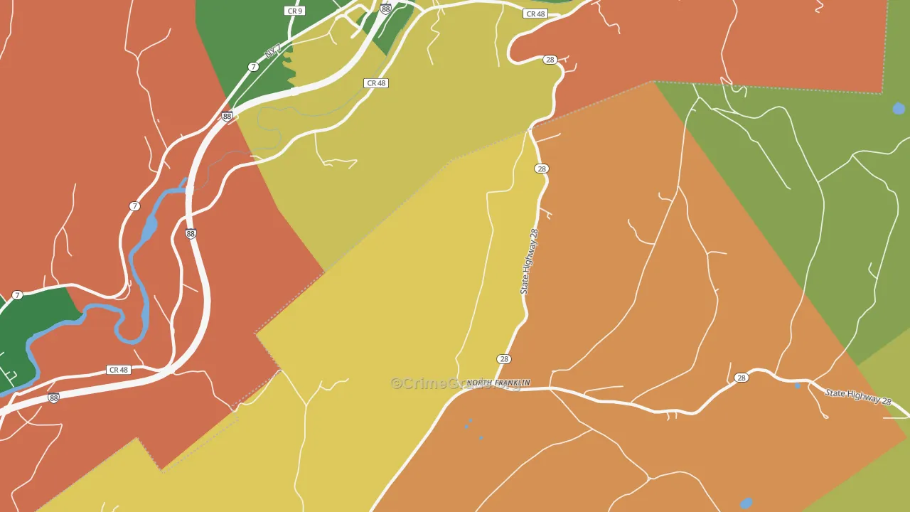 North Franklin, NY Map of Robbery Rates