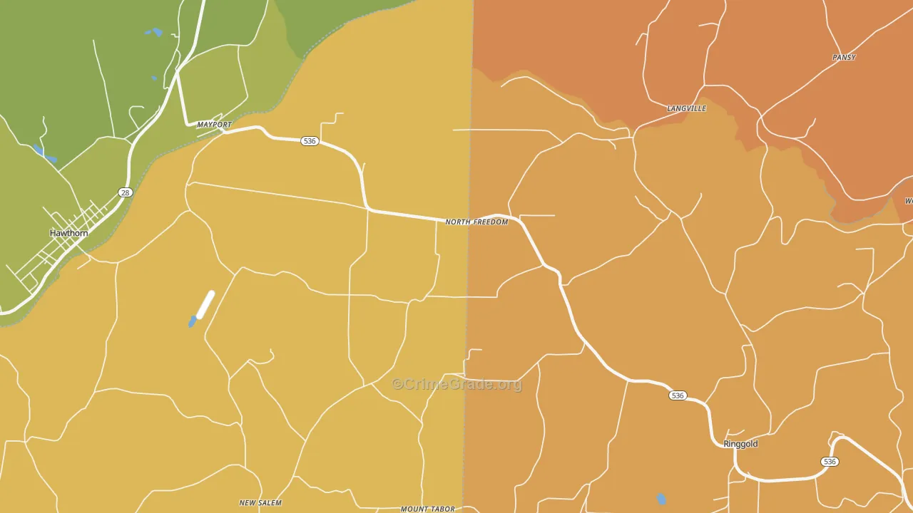 North Freedom, PA Map of Robbery Rates