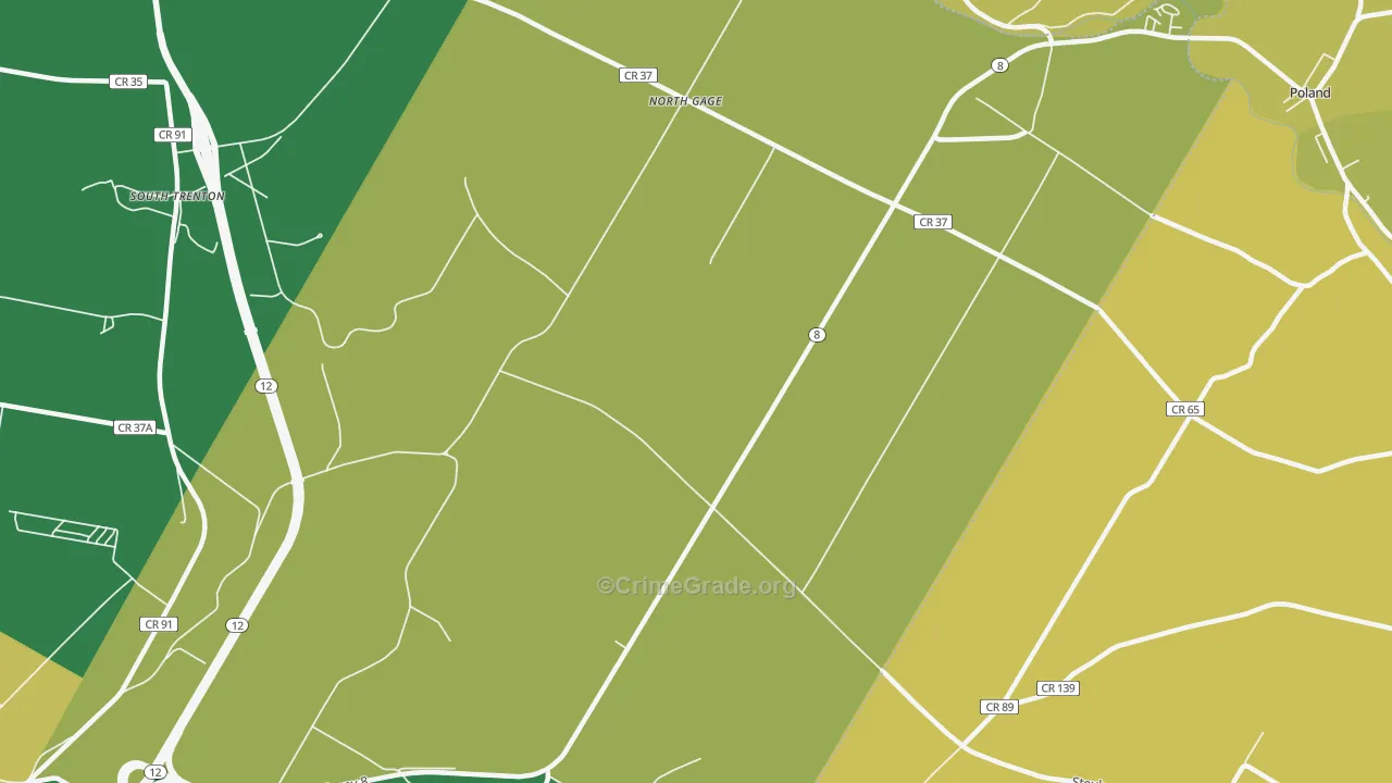North Gage, NY Map of Robbery Rates