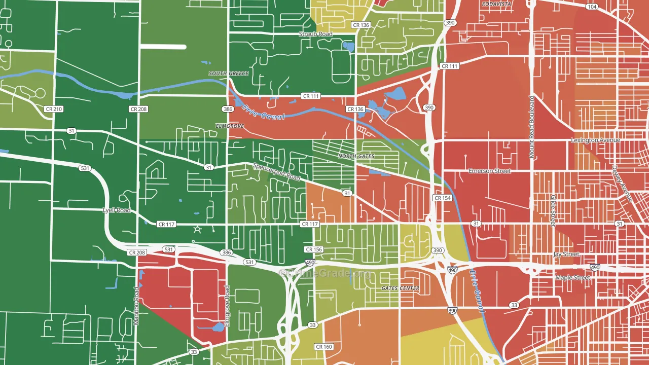 North Gates, NY Map of Robbery Rates