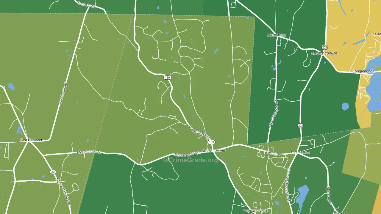 North Granby, CT Map of Robbery Rates