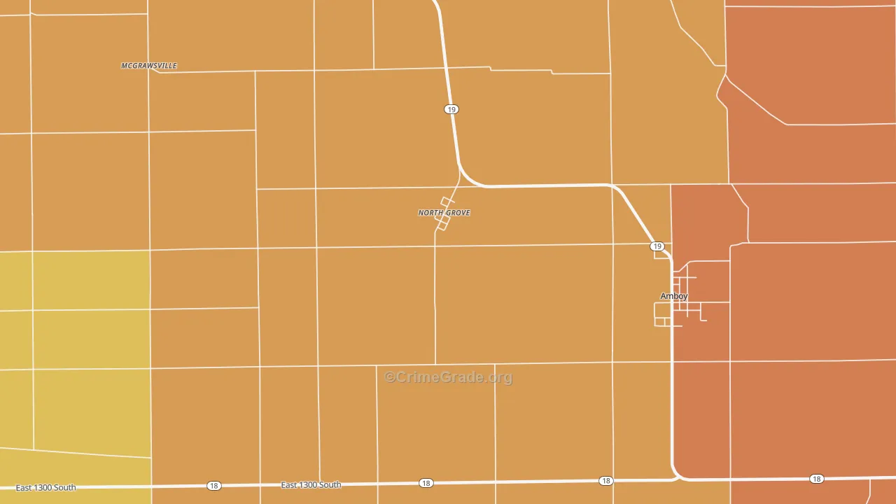North Grove, IN Map of Robbery Rates