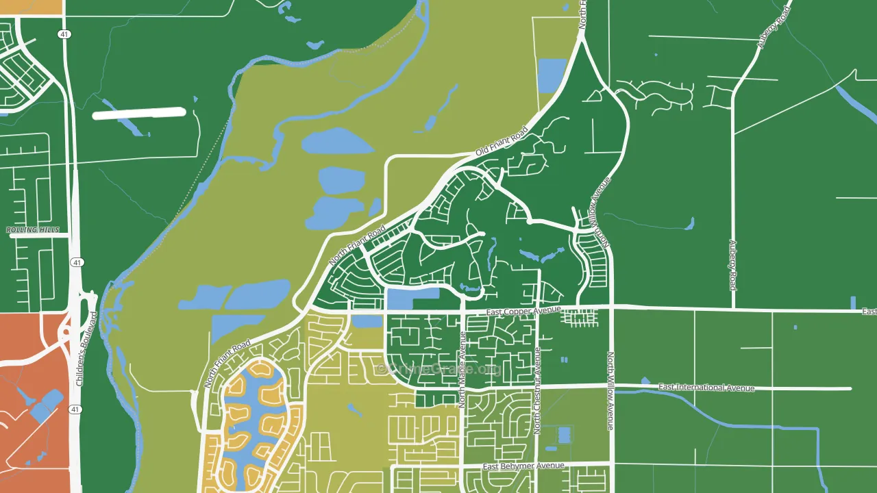 North Growth Area, Fresno, CA Map of Robbery Rates