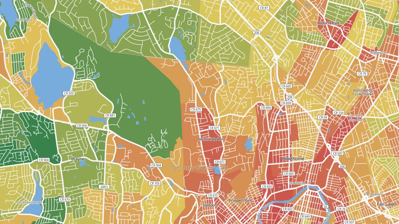 North Haledon, NJ Map of Robbery Rates