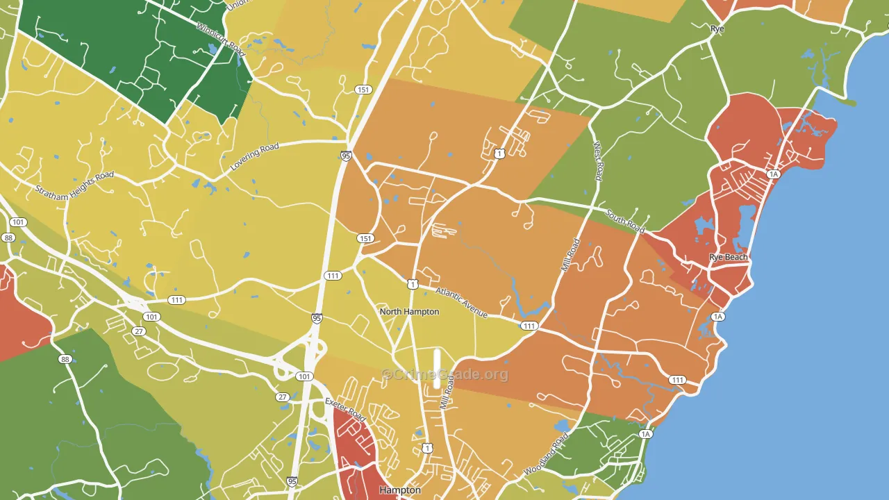 North Hampton, NH Map of Robbery Rates