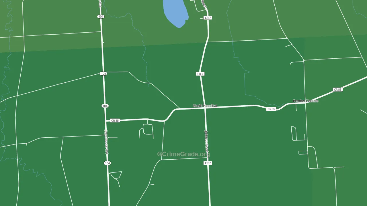 North Hannibal, NY Map of Robbery Rates
