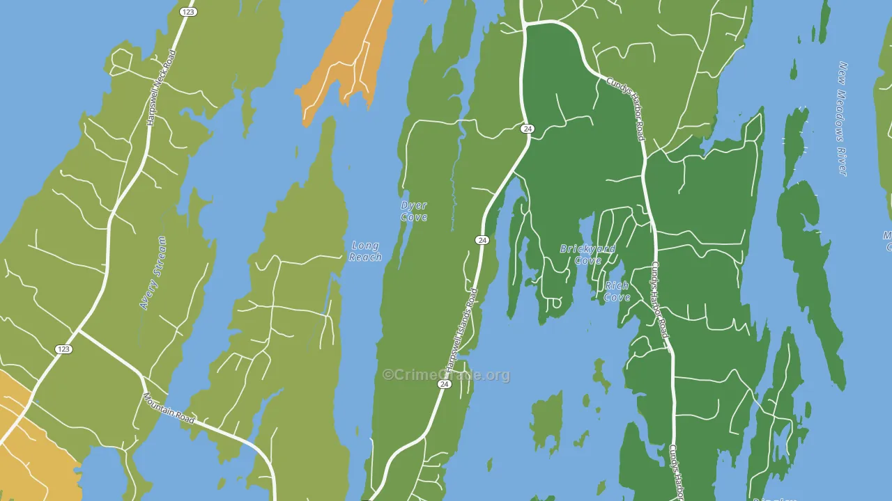 North Harpswell, ME Map of Robbery Rates