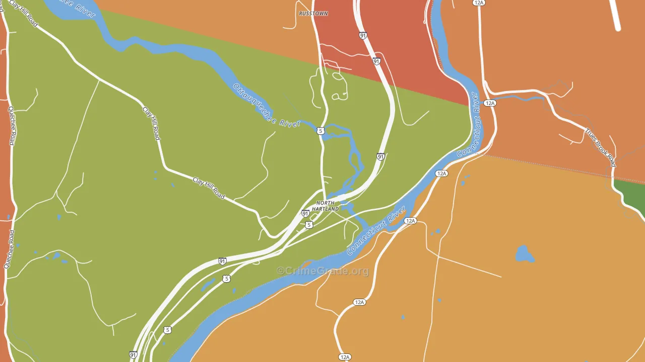 North Hartland, VT Map of Robbery Rates