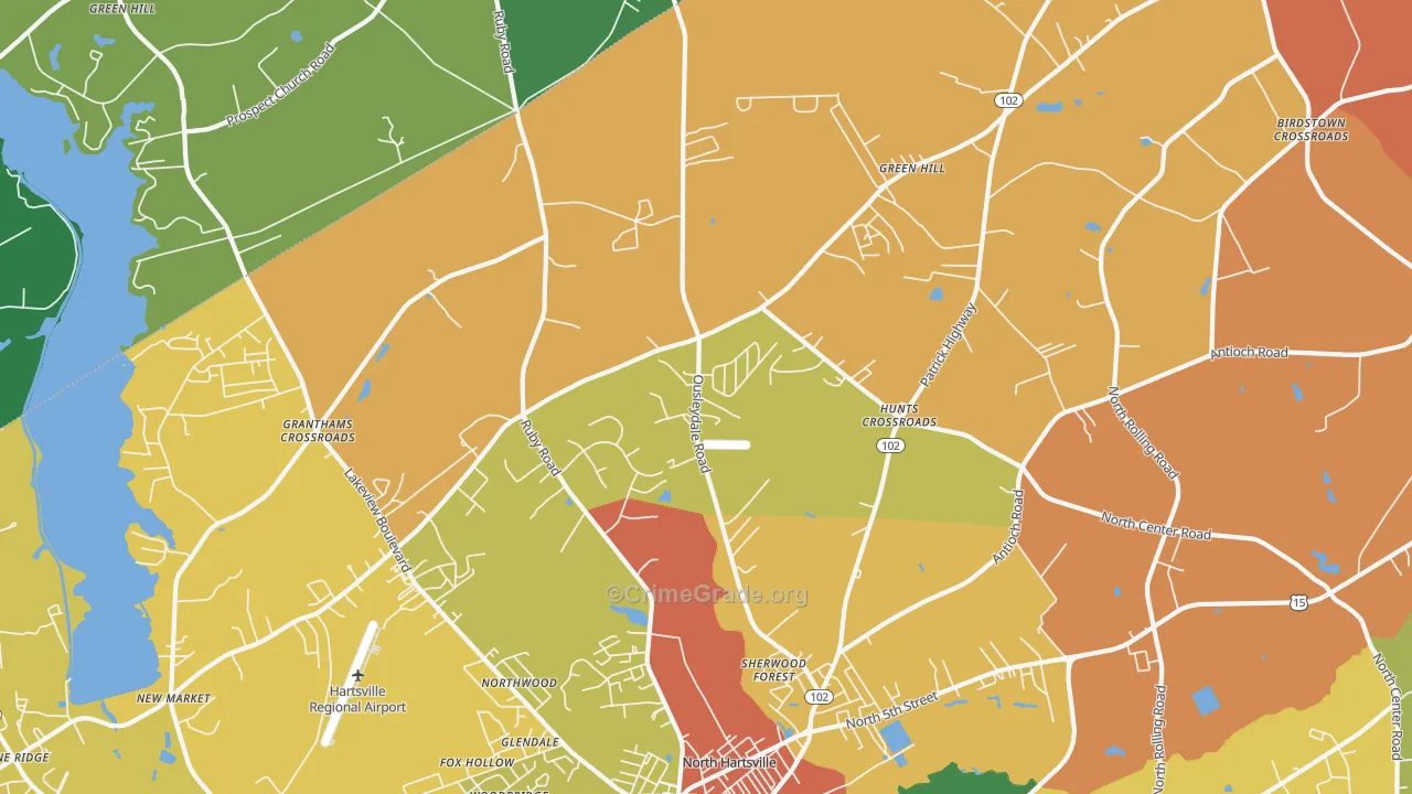 North Hartsville, SC Map of Robbery Rates
