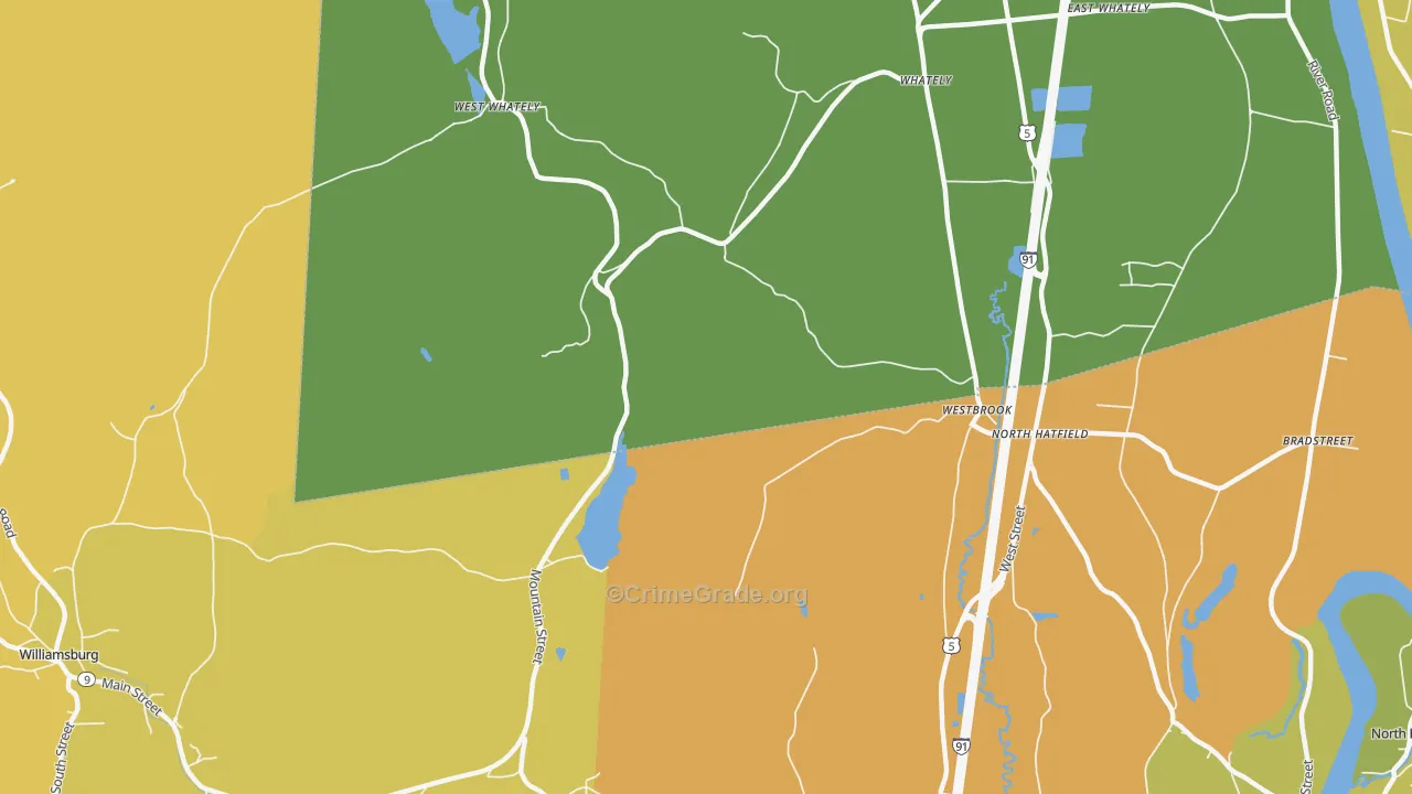 North Hatfield, MA Map of Robbery Rates