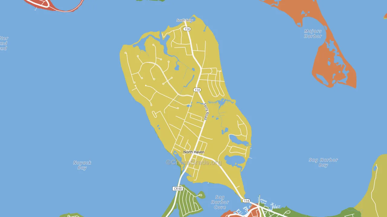 North Haven, NY Map of Robbery Rates