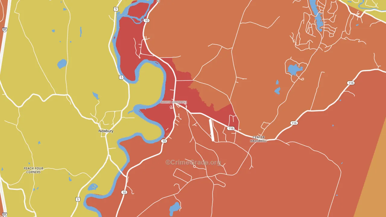 North Haverhill, NH Map of Robbery Rates