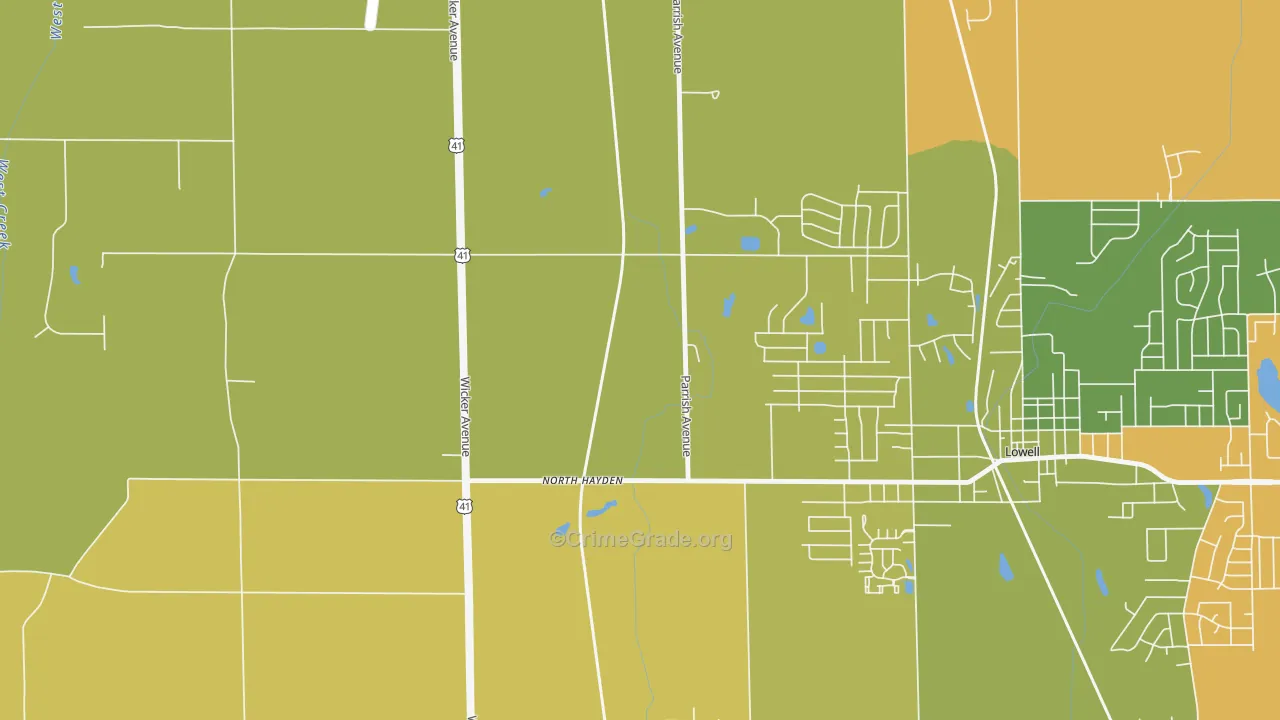 North Hayden, IN Map of Robbery Rates