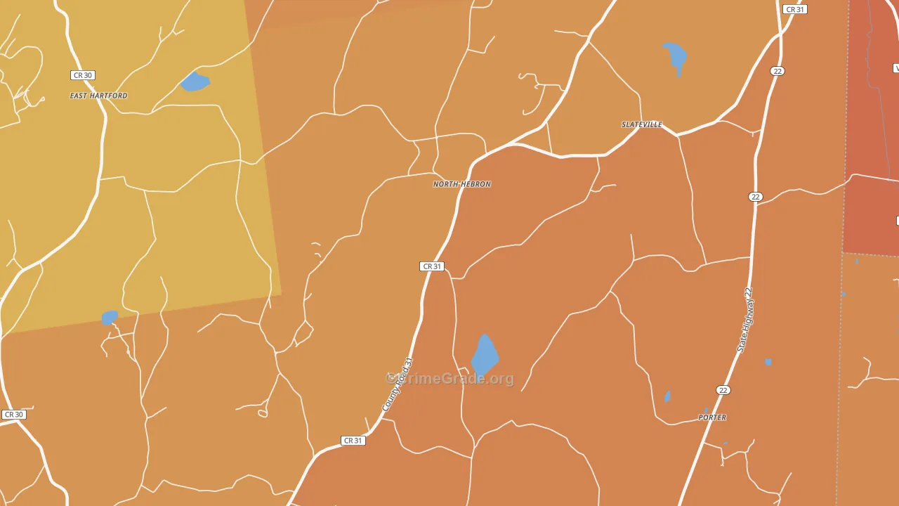 North Hebron, NY Map of Robbery Rates