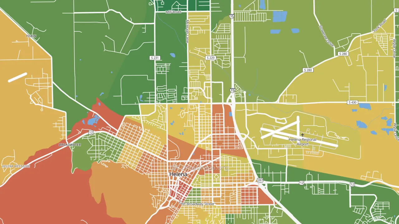 North, Helena, MT Map of Robbery Rates