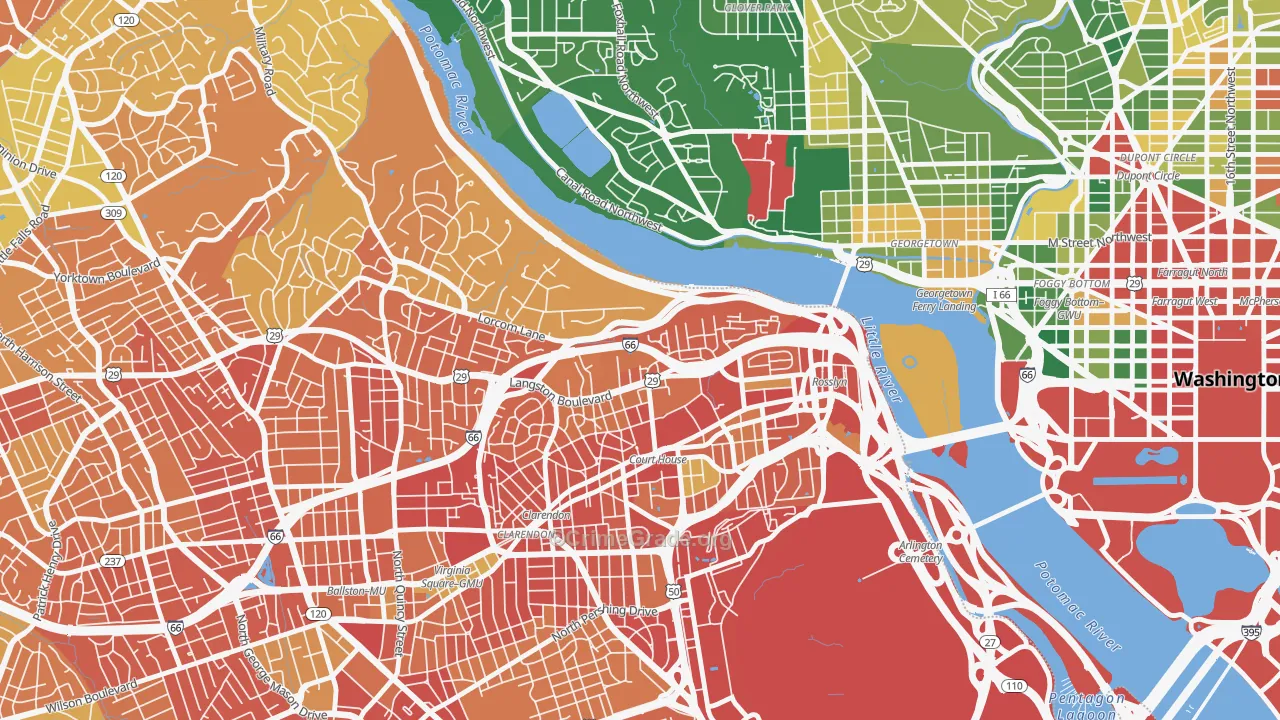 North Highland, Arlington, VA Map of Robbery Rates