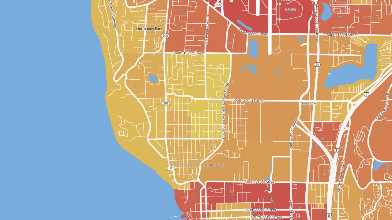 North Hill, Des Moines, WA Map of Robbery Rates