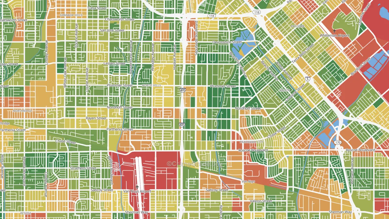 North Hills, CA Map of Robbery Rates