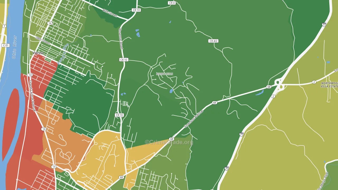 North Hills, WV Map of Robbery Rates