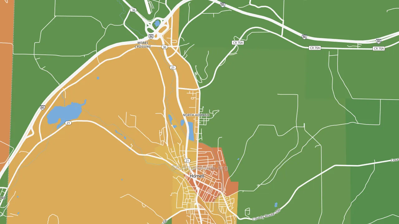 North Hornell, NY Map of Robbery Rates