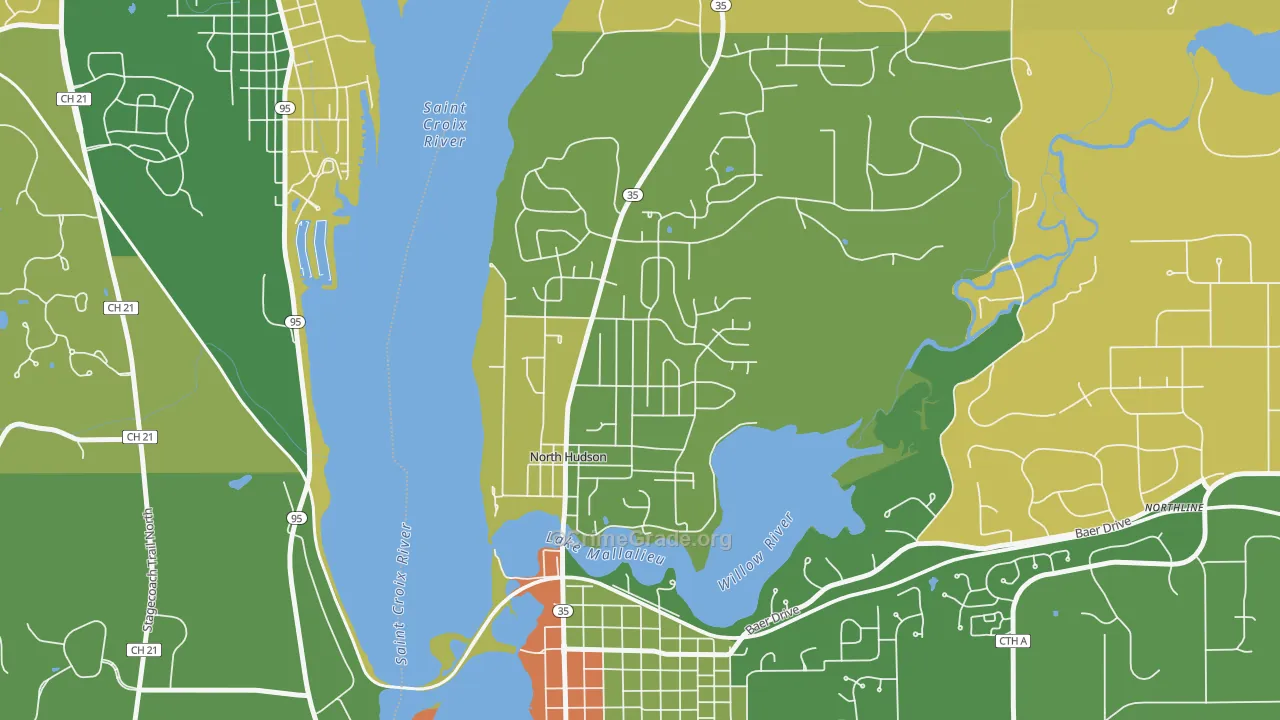 North Hudson, WI Map of Robbery Rates