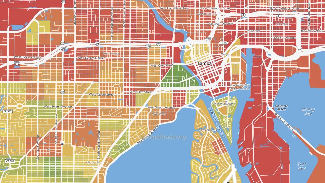North Hyde Park, Tampa, FL Map of Robbery Rates
