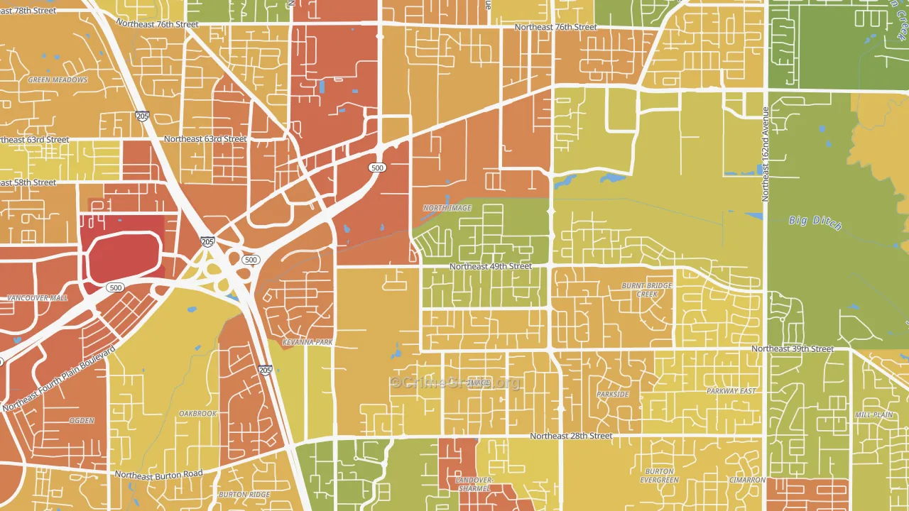North Image, Vancouver, WA Map of Robbery Rates