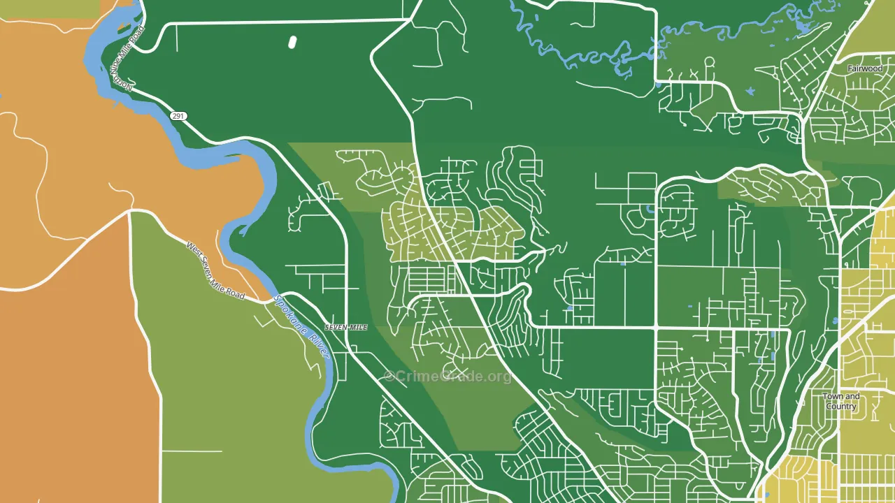 North Indian Trail, Spokane, WA Map of Robbery Rates