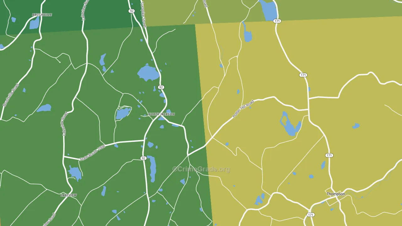 North Jackson, PA Map of Robbery Rates