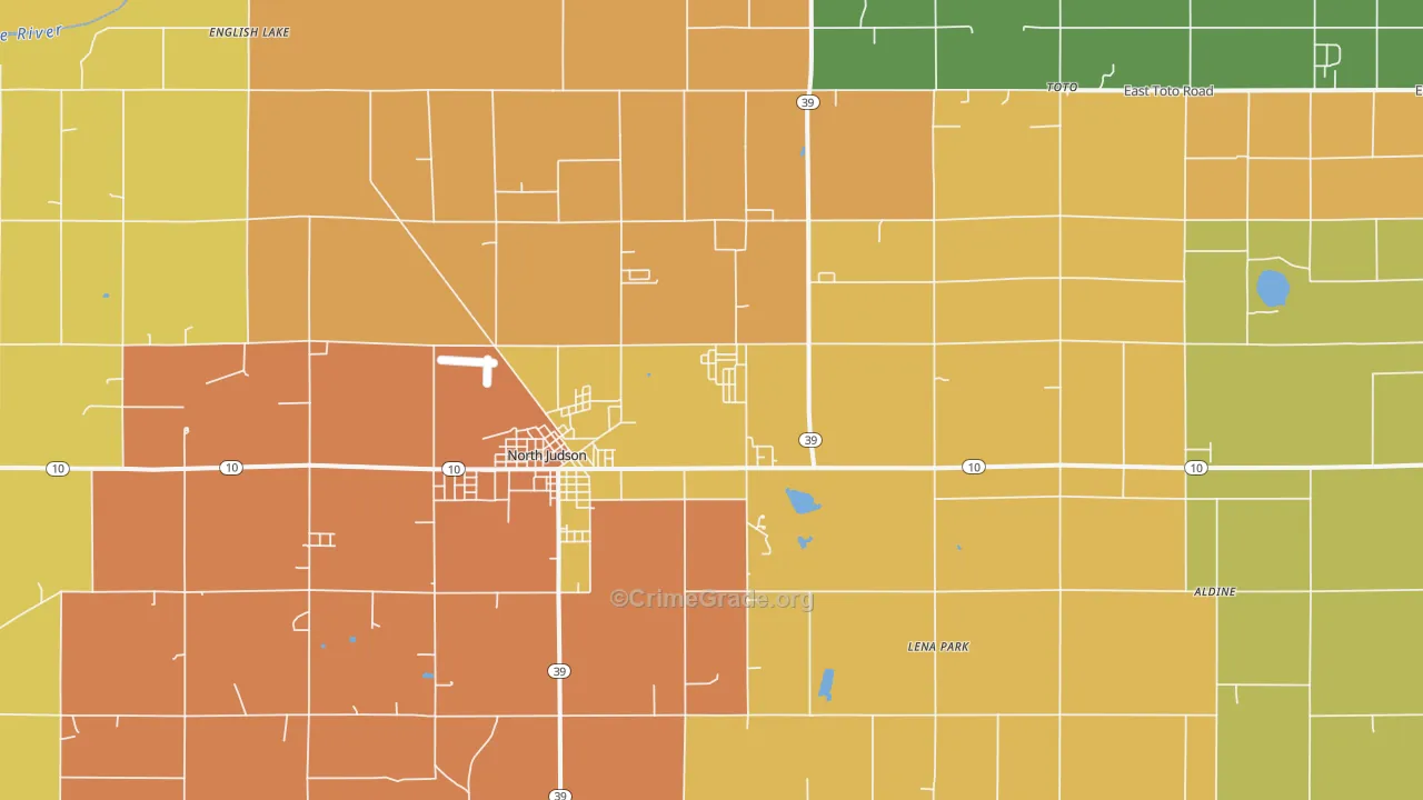 North Judson, IN Map of Robbery Rates