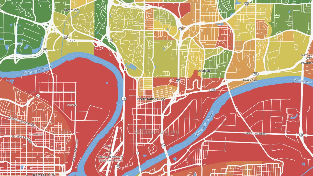 North Kansas City, MO Map of Robbery Rates