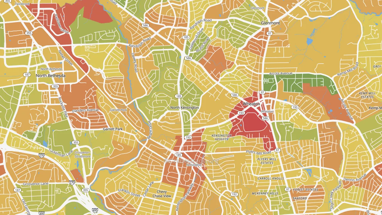 North Kensington, Kensington, MD Map of Robbery Rates