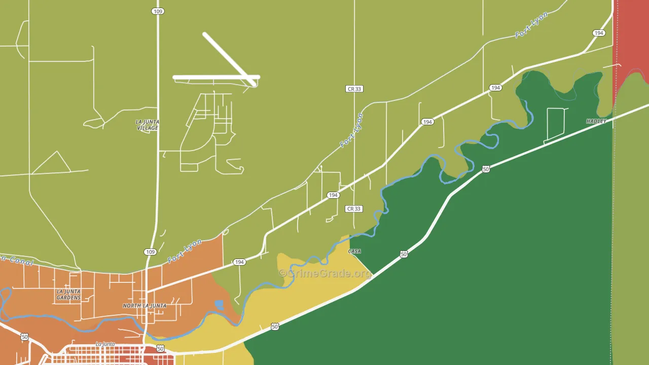 North La Junta, CO Map of Robbery Rates