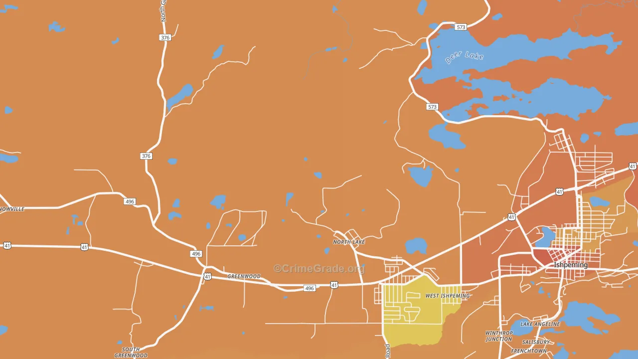 North Lake, MI Map of Robbery Rates