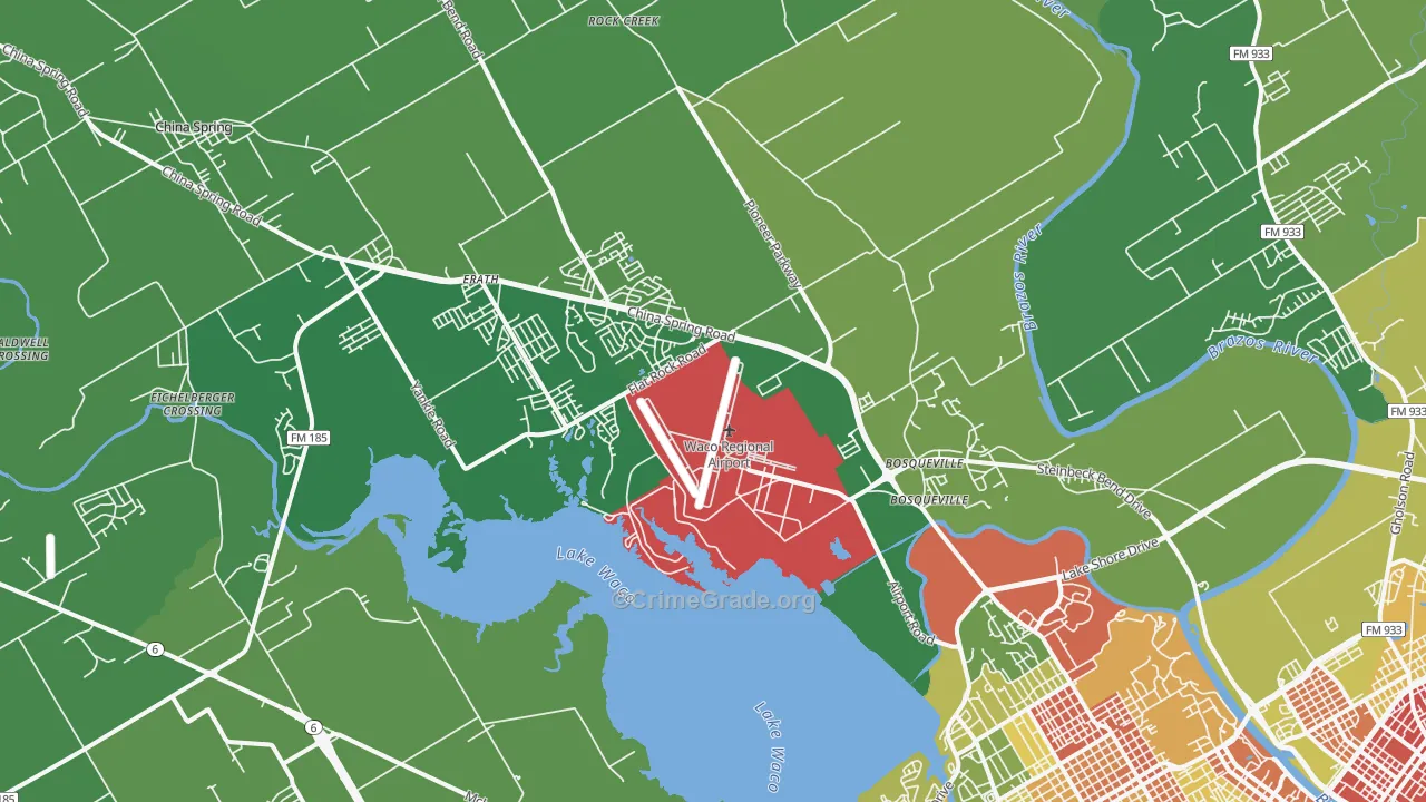 North Lake Waco, Waco, TX Map of Robbery Rates
