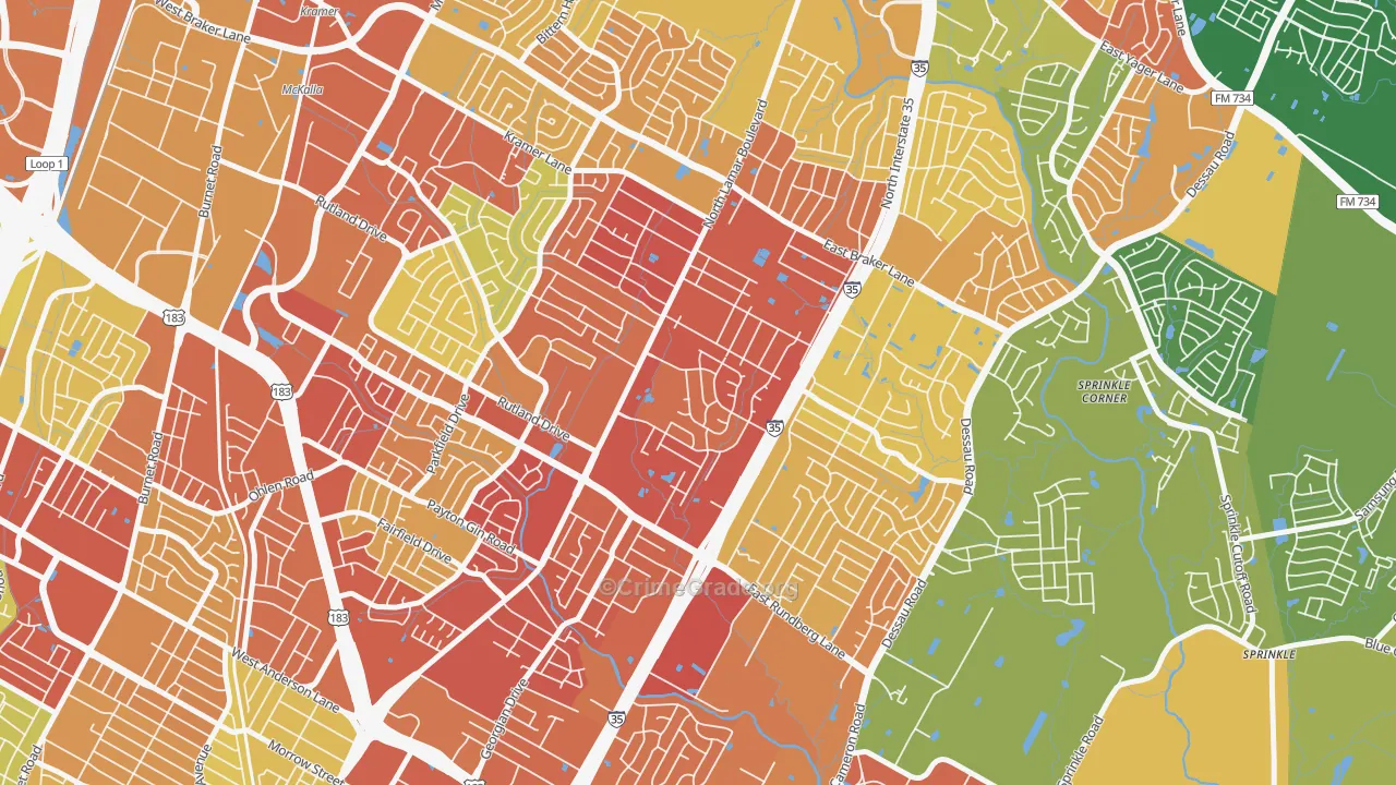 North Lamar, Austin, TX Map of Robbery Rates