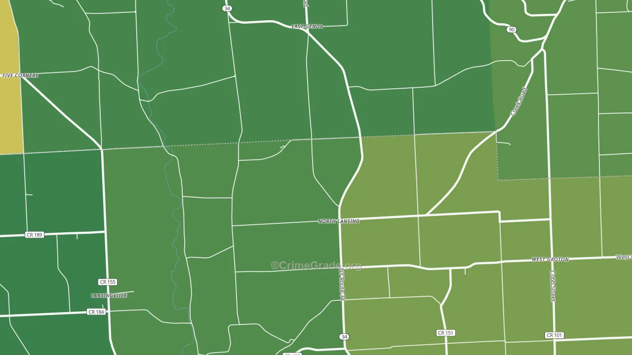 North Lansing, NY Map of Robbery Rates