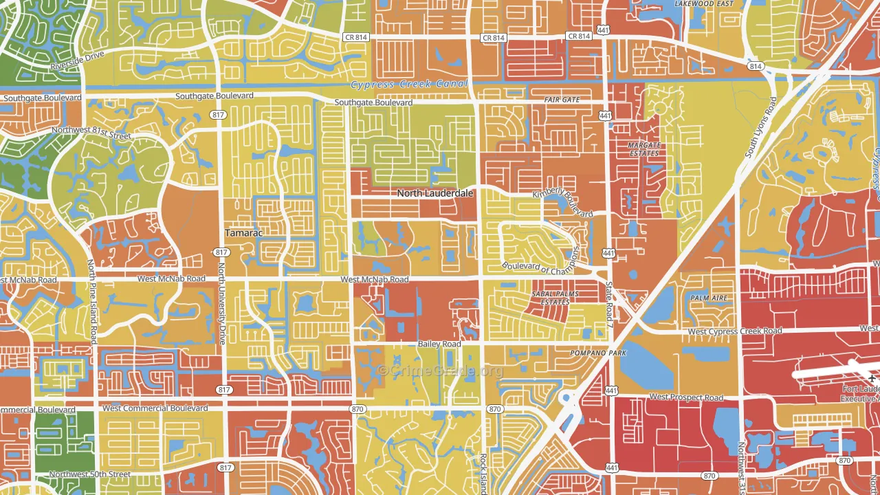 North Lauderdale Estates, North Lauderdale, FL Map of Robbery Rates
