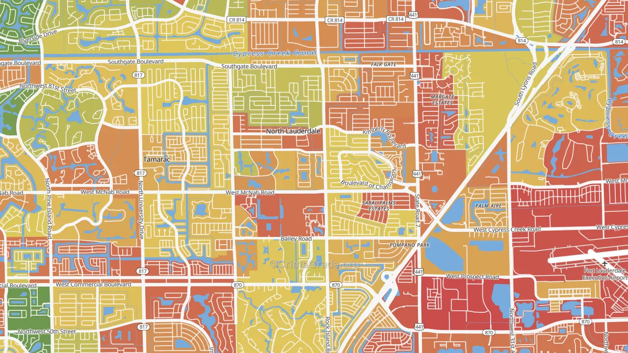 North Lauderdale, FL Map of Robbery Rates