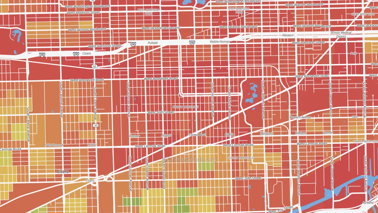 North Lawndale, Chicago, IL Map of Robbery Rates