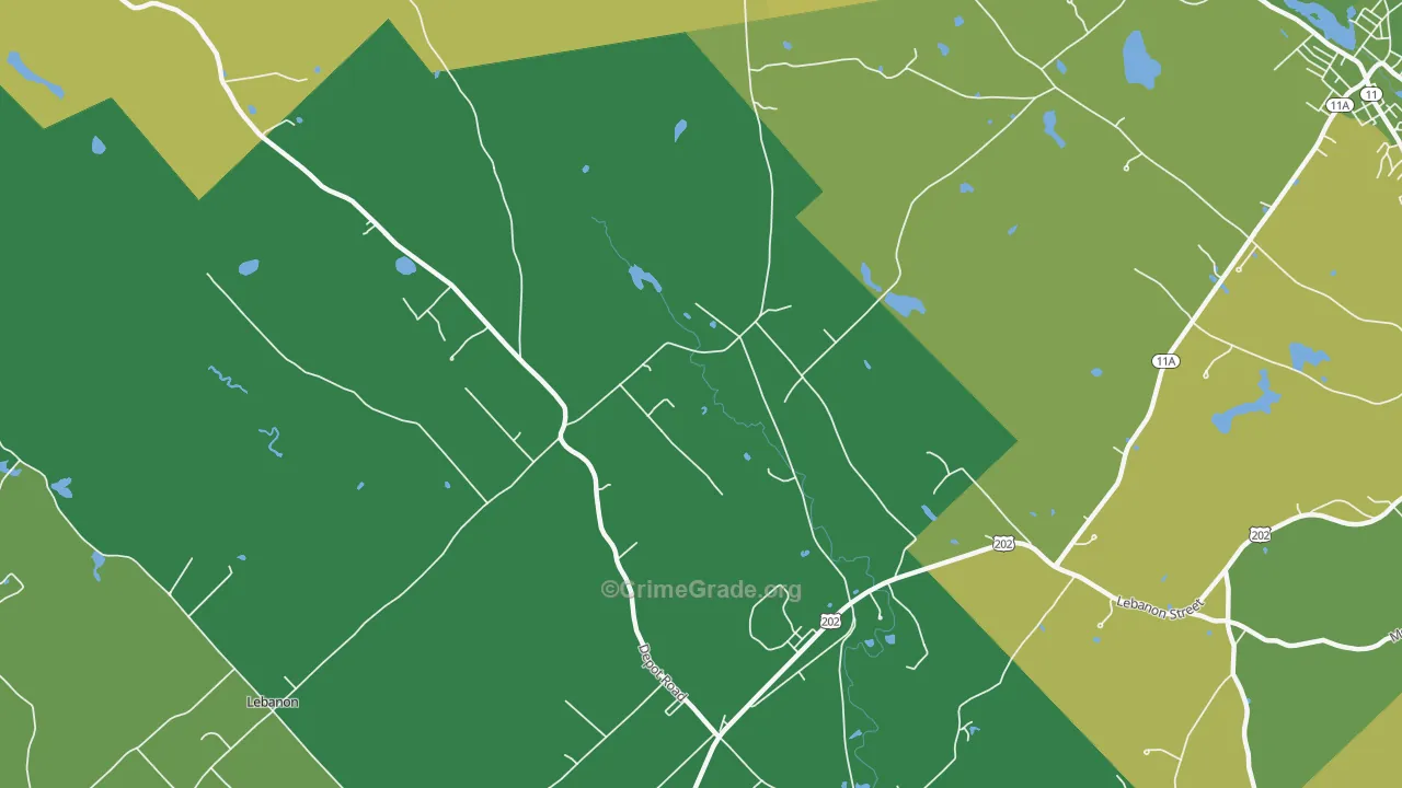 North Lebanon, ME Map of Robbery Rates