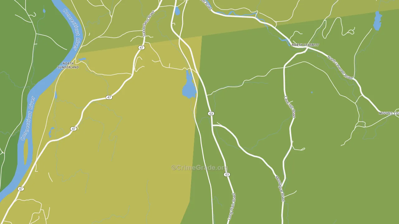 North Leverett, MA Map of Robbery Rates