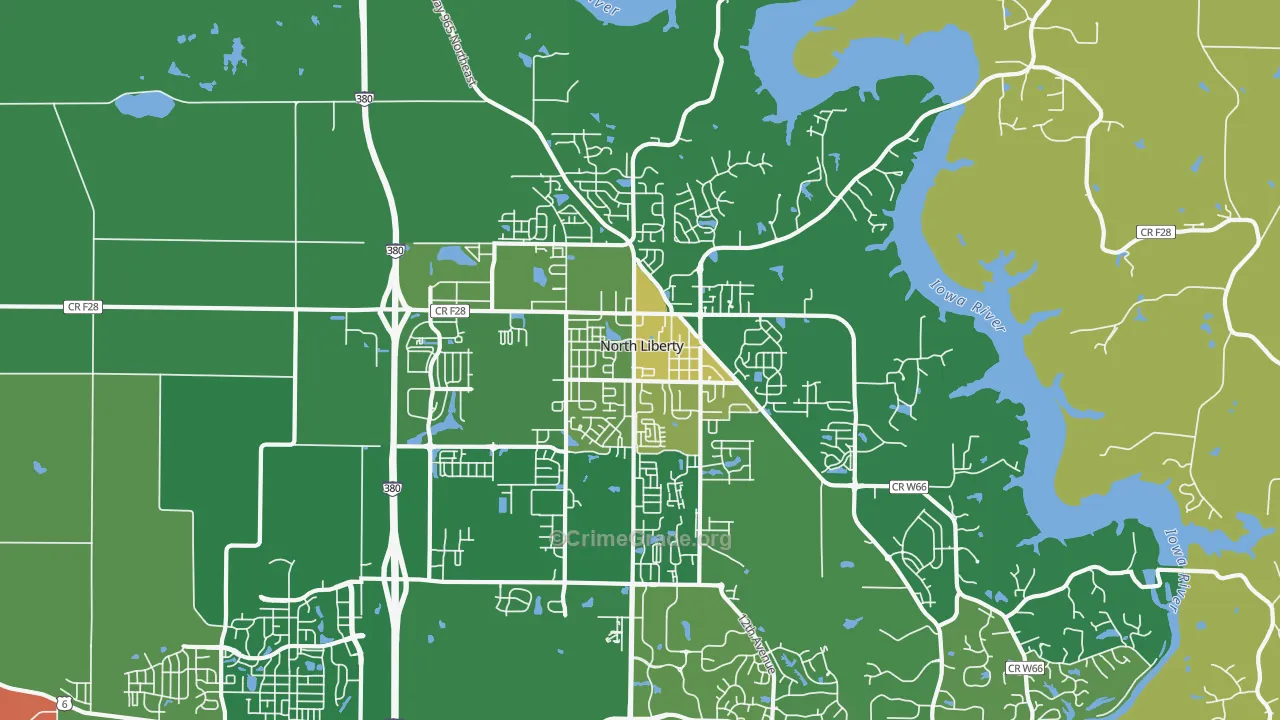 North Liberty, IA Map of Robbery Rates